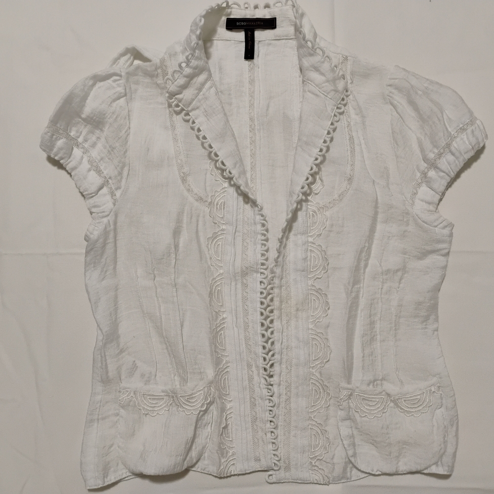 BCBG MAXAZRIA White Sleeve Blouse